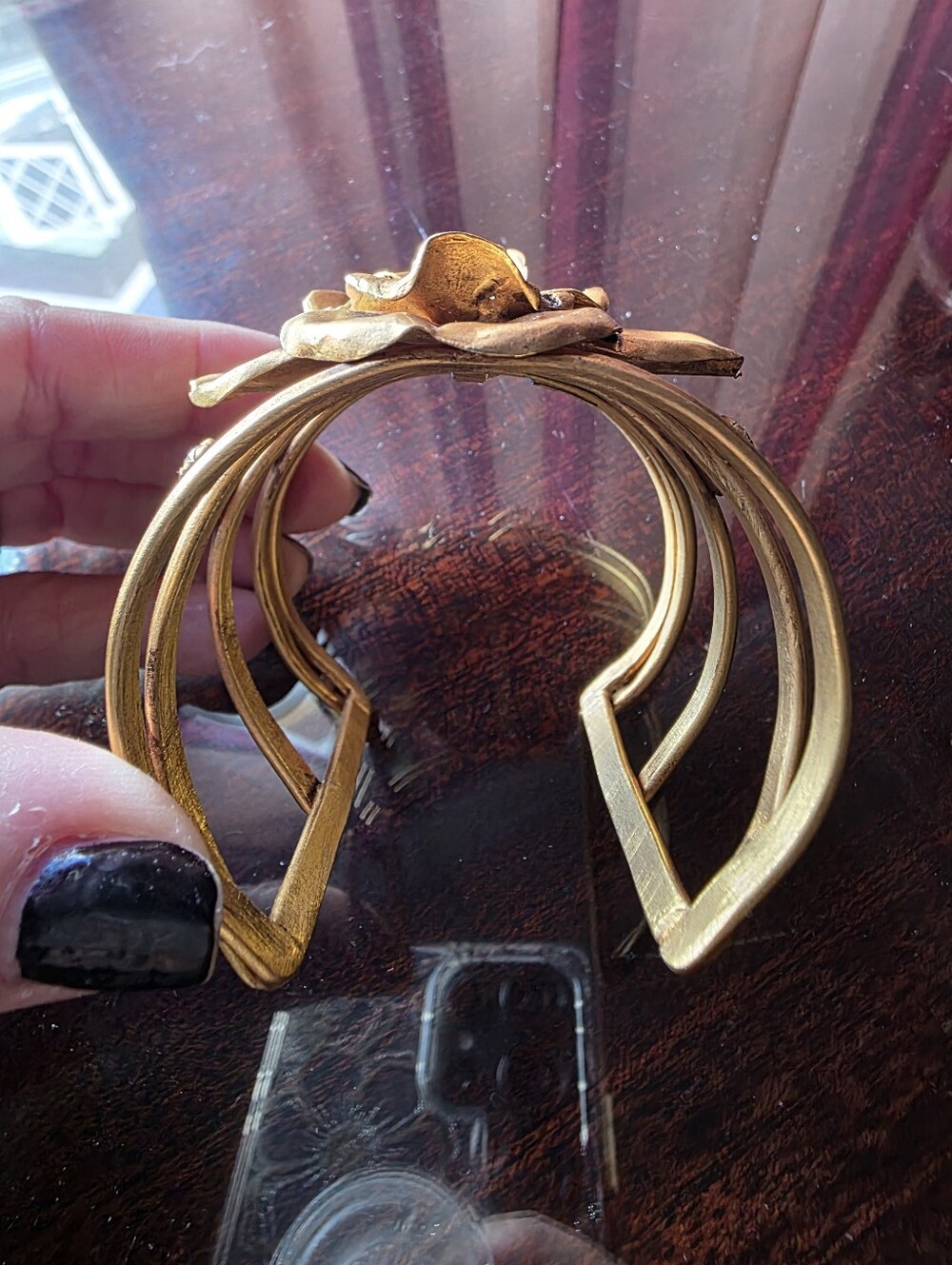 New Barbosa Rodeo Quincy Beautiful Gold Tone Rose Cuff Bracelet - Picture 2 of 8